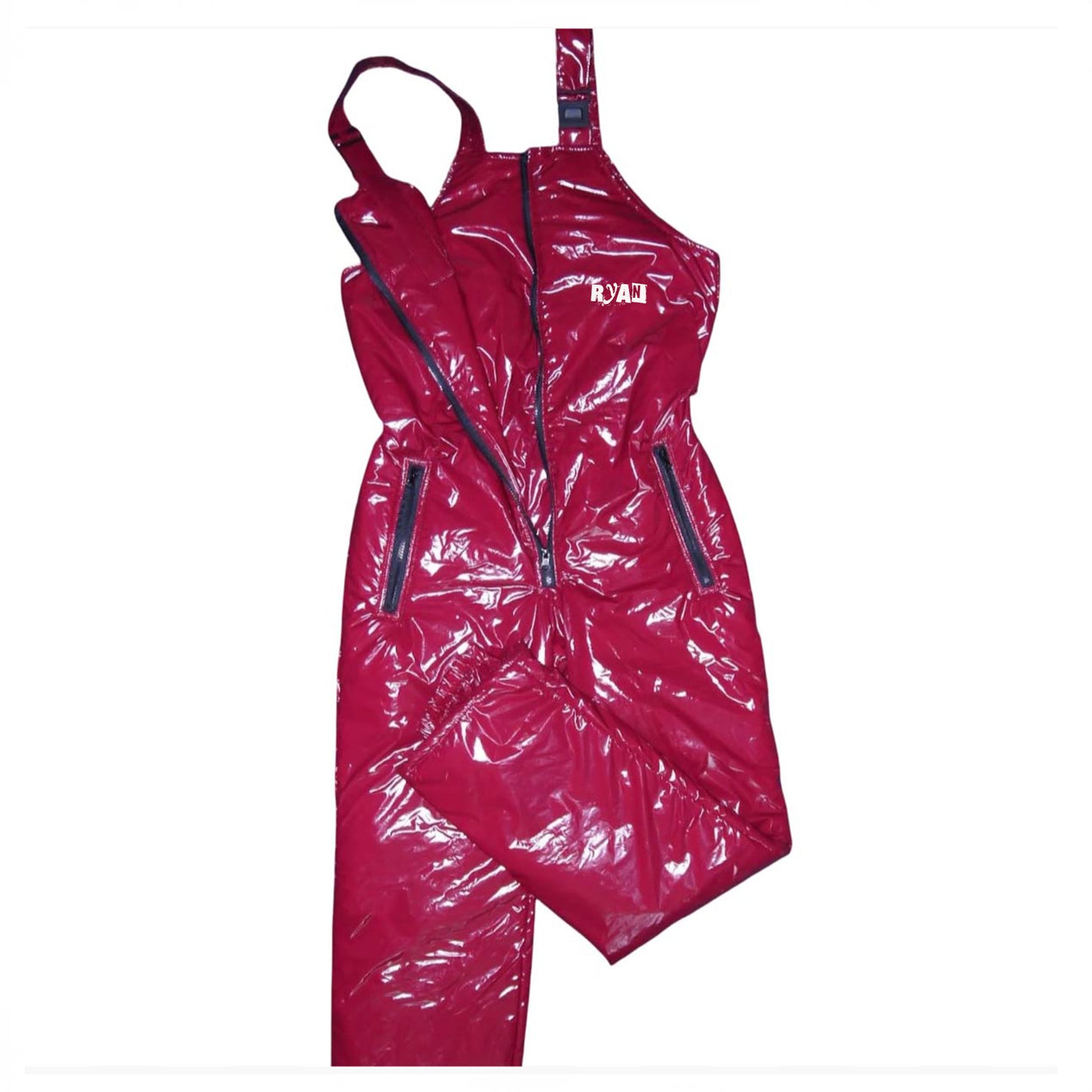 Shiny PVC Wetlook Ski Bib Pants  Insulated Nylon Snow