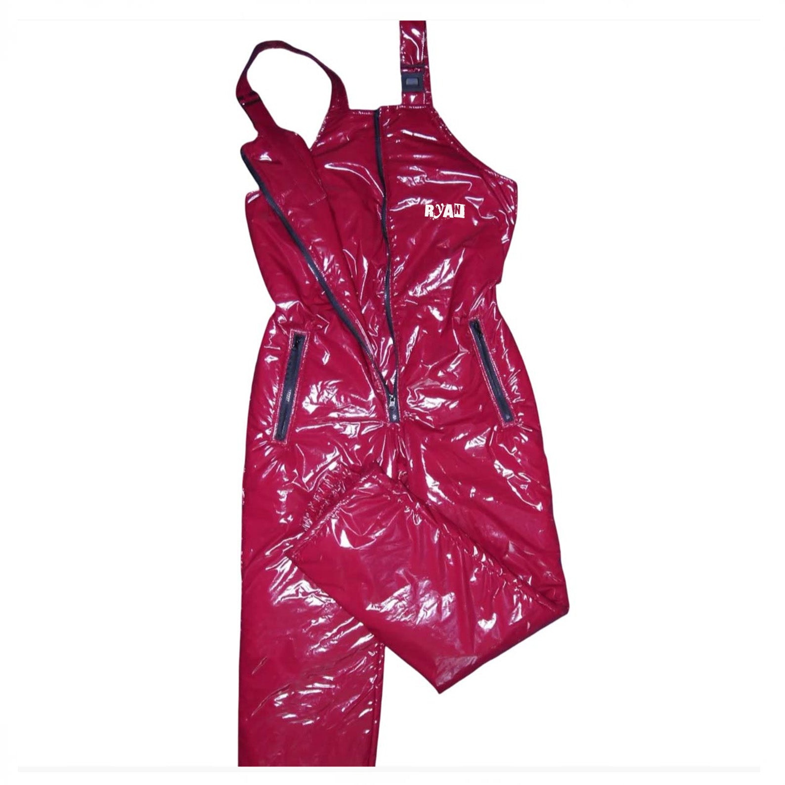 Shiny PVC Wetlook Ski Bib Pants  Insulated Nylon Snow