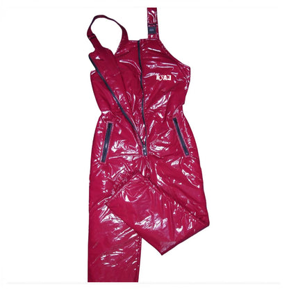 Shiny PVC Wetlook Ski Bib Pants  Insulated Nylon Snow