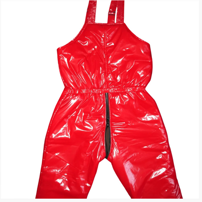 Shiny PVC Wetlook Ski Bib Pants  Insulated Nylon Snow Trousers