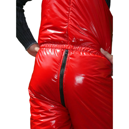 Shiny PVC Wetlook Ski Bib Pants  Insulated Nylon Snow Trousers