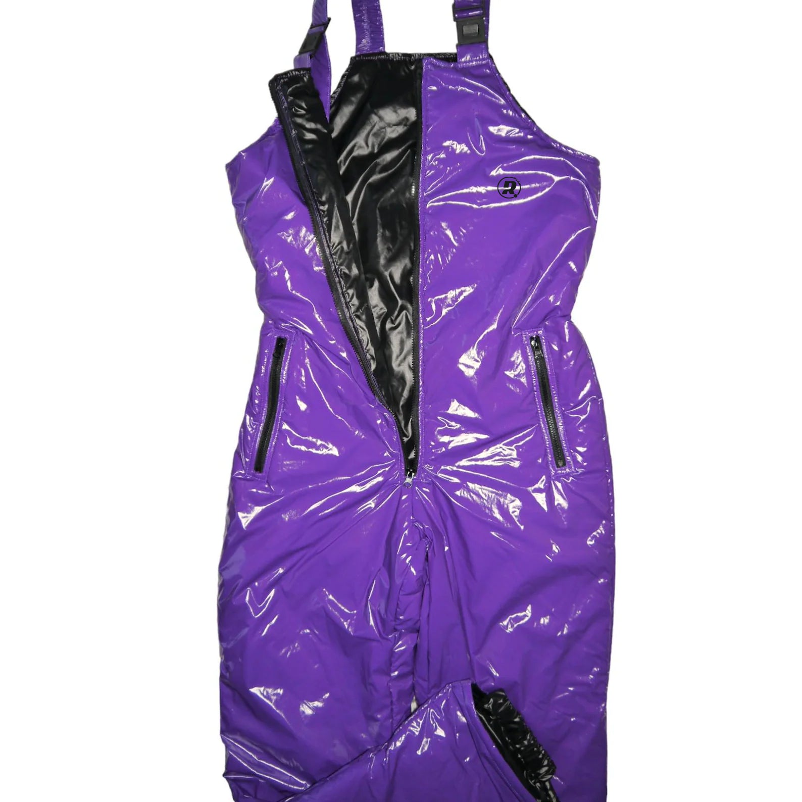 Shiny PVC Wetlook Ski Bib Pants  Insulated Nylon Snow