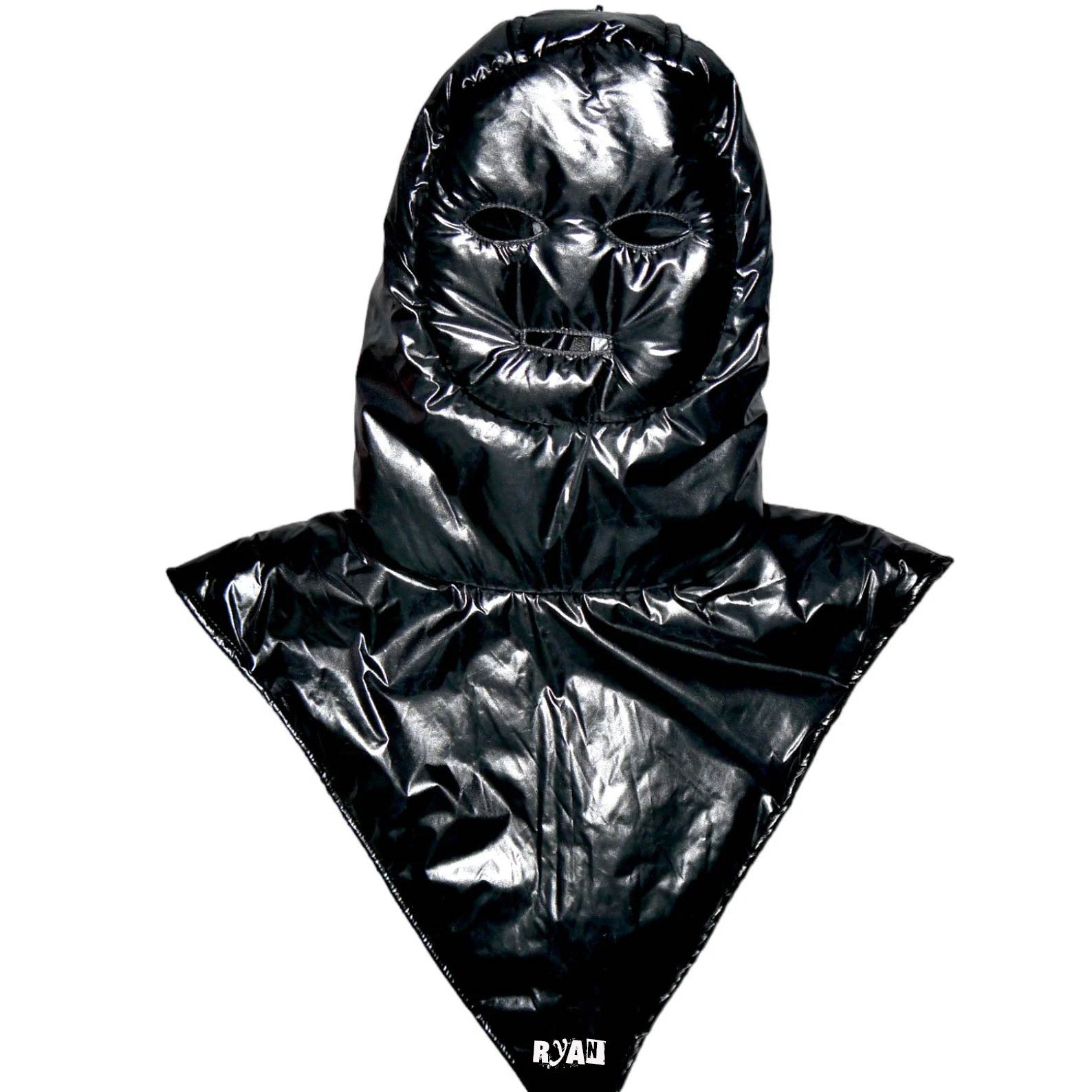 Shiny PVC Wetlook Nylon Hood with Soft Polyester Padding