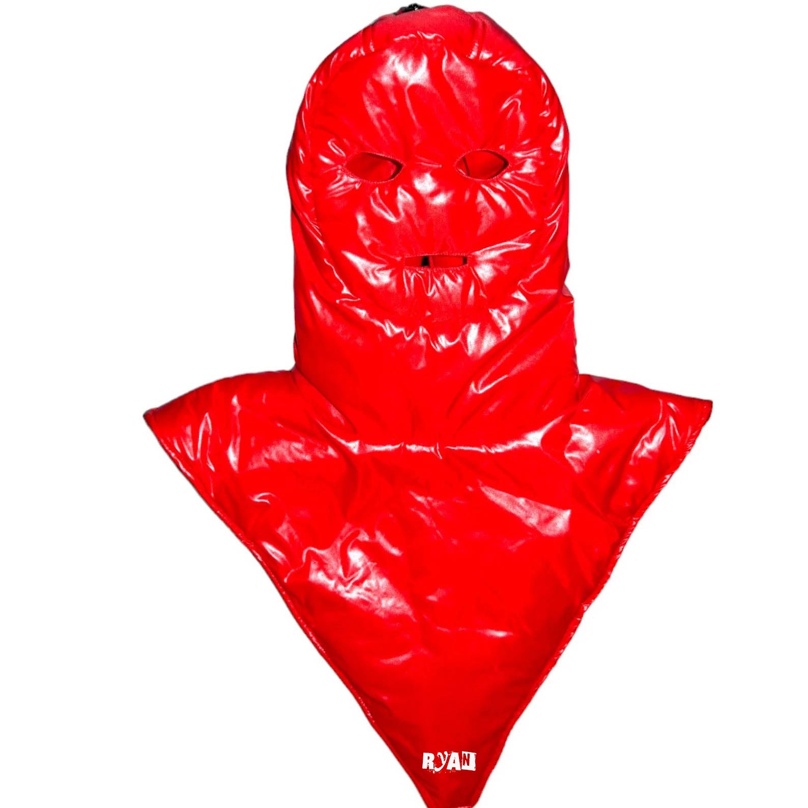 Shiny PVC Wetlook Nylon Hood with Soft Polyester Padding