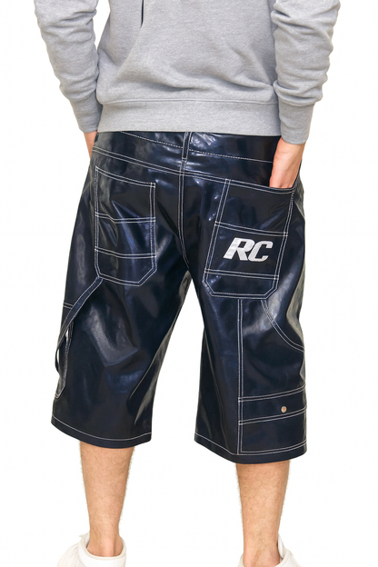 PSY Shorts Baggy PVC Shorts with Contrast Stitching