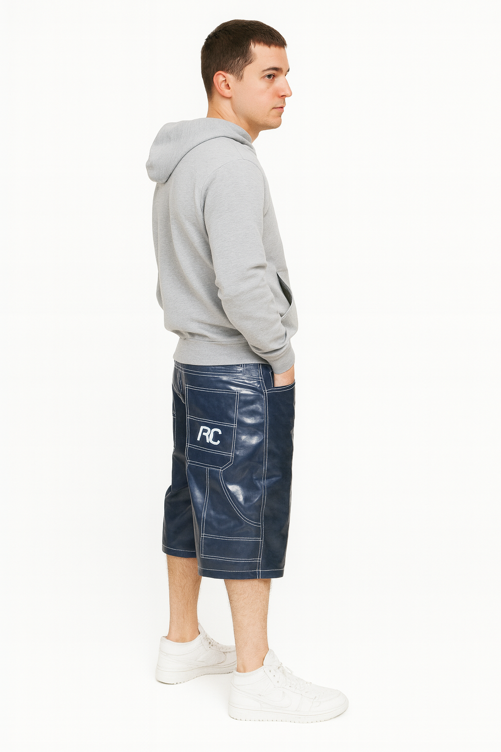 PSY Shorts Baggy PVC Shorts with Contrast Stitching