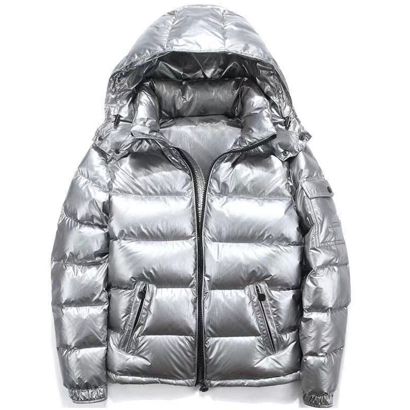 Wholesale Winter Warm Windproof Luxury Men’s Shiny Puffer Jacket Outdoor Thick Down Coat