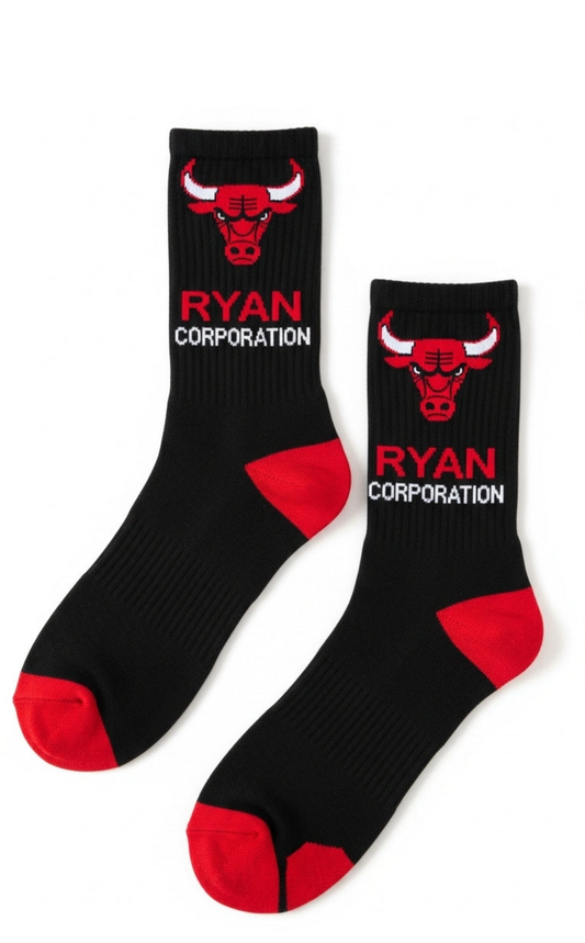 Black & Red Bull Logo Socks