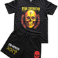 "Punk Skull Black Set Graphic Tee &  Shorts Combo