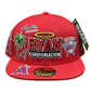 Red Flat-Brim Baseball Cap with Anaheim Angels Patchwork Embroidery