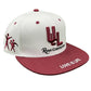 White &amp; Maroon Flat-Brim Baseball Cap with "UL" Embroidery