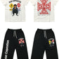 White "God Way" Tee & Black Wide-Leg Sweatpants Set