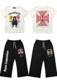 White "God Way" Tee & Black Wide-Leg Sweatpants Set