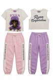 Streetwear Two-Set Collection: Distressed Crop Tops & Pastel Sweatpants
