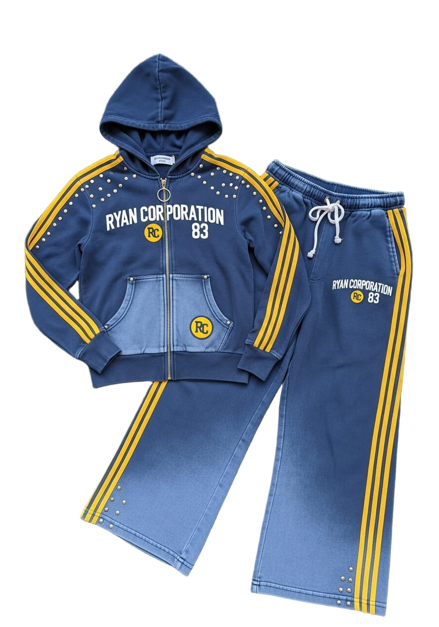 Dark Blue Sweat Suit – Zippered Hoodie &  Drawstring Pants