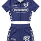 Indigo Blue Women's Athletic Set – Cropped Zip-Top &amp; High-Waisted Shorts