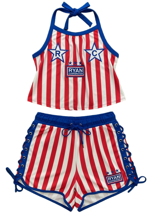Ryan Corporation Red, White &amp; Blue Stars and Stripes Halter Top &amp; Shorts Set