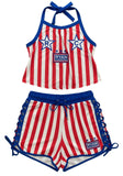 Ryan Corporation Red, White &amp; Blue Stars and Stripes Halter Top &amp; Shorts Set
