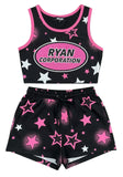 Ryan Corporation Pink Starburst Crop Set – Tank Top &amp; Shorts