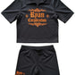 Gothic Logo Zipped Top &amp; Shorts Set Black &amp; Orange
