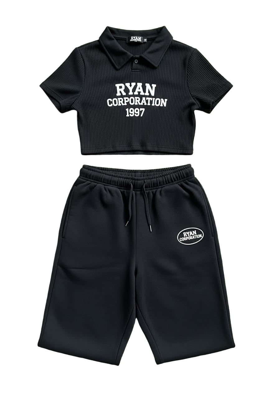 Ryan Corporation 1997 Black Crop Top & Sweatpants Set