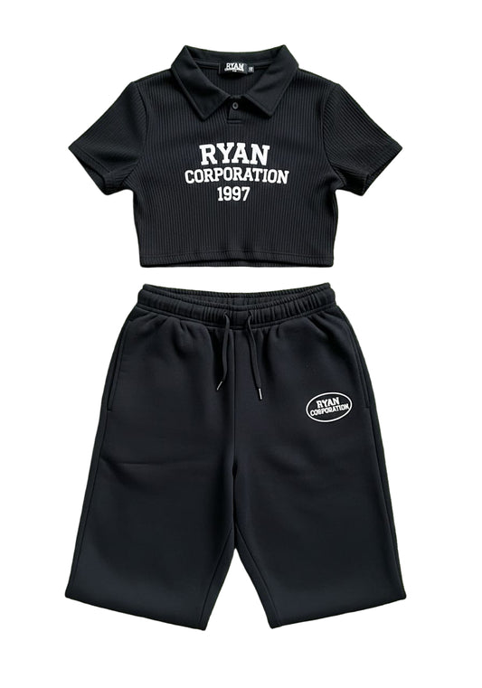 Ryan Corporation 1997 Black Crop Top & Sweatpants Set
