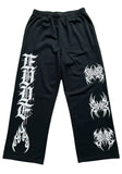 Black Flame-Print Baggy Wide-Leg Trousers – Ryan Corporation