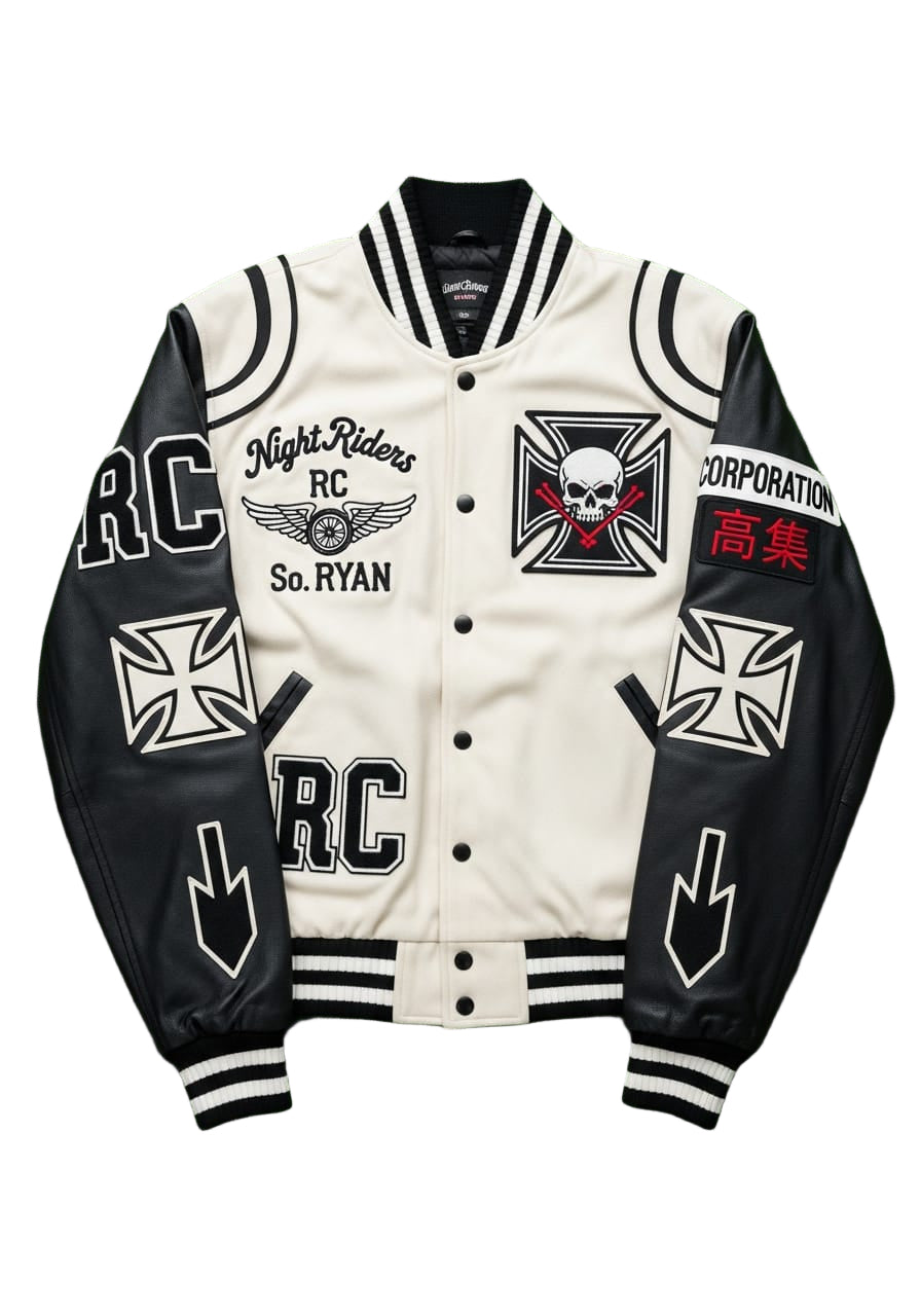 Ryan Corporation Cream & Black Letterman Jacket