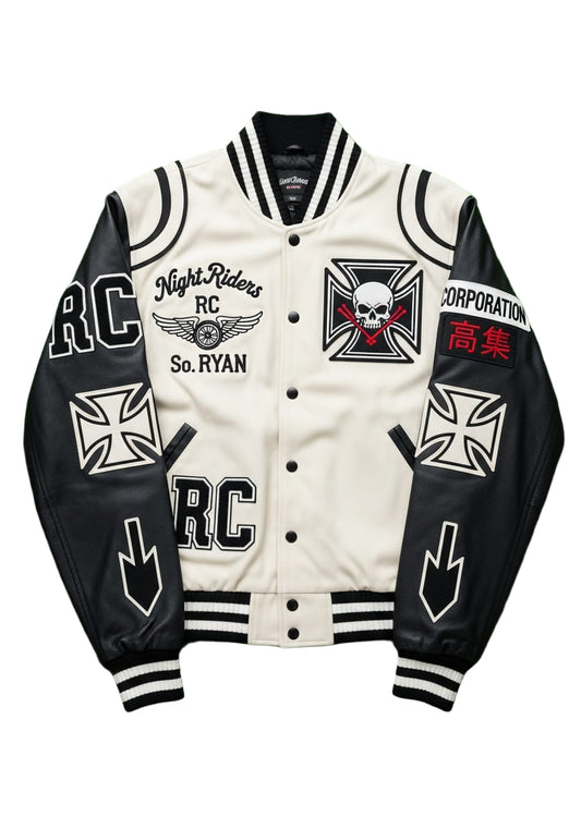 Ryan Corporation Cream & Black Letterman Jacket