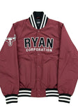 Ryan Corporation Maroon Varsity Jacket with White & Black Stripes