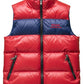 Ryan Corporation Red Puffer Vest with Dark Blue Chest Stripe
