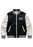 Ryan Corporation Black & White Varsity Jacket with Zip Front and Emblem