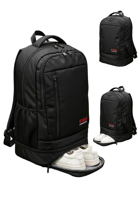 Black Backpack with Shoe Compartment