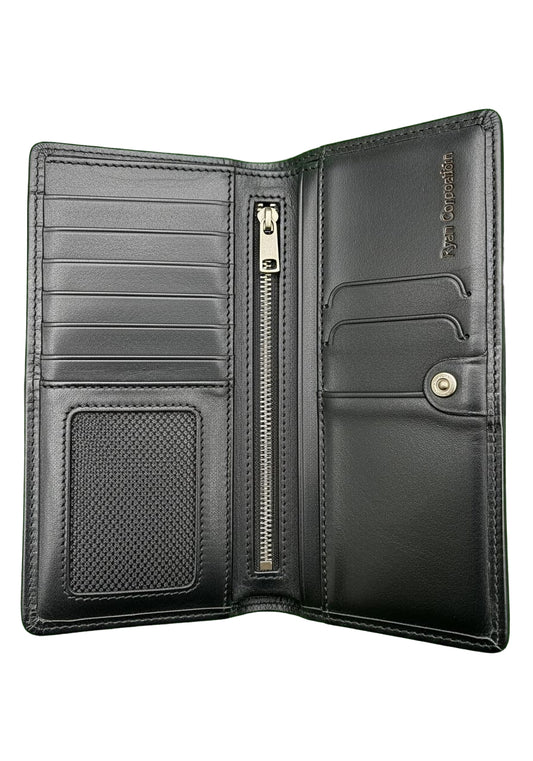 Black Leather Zipper Bi-Fold Wallet  Sleek & Organized