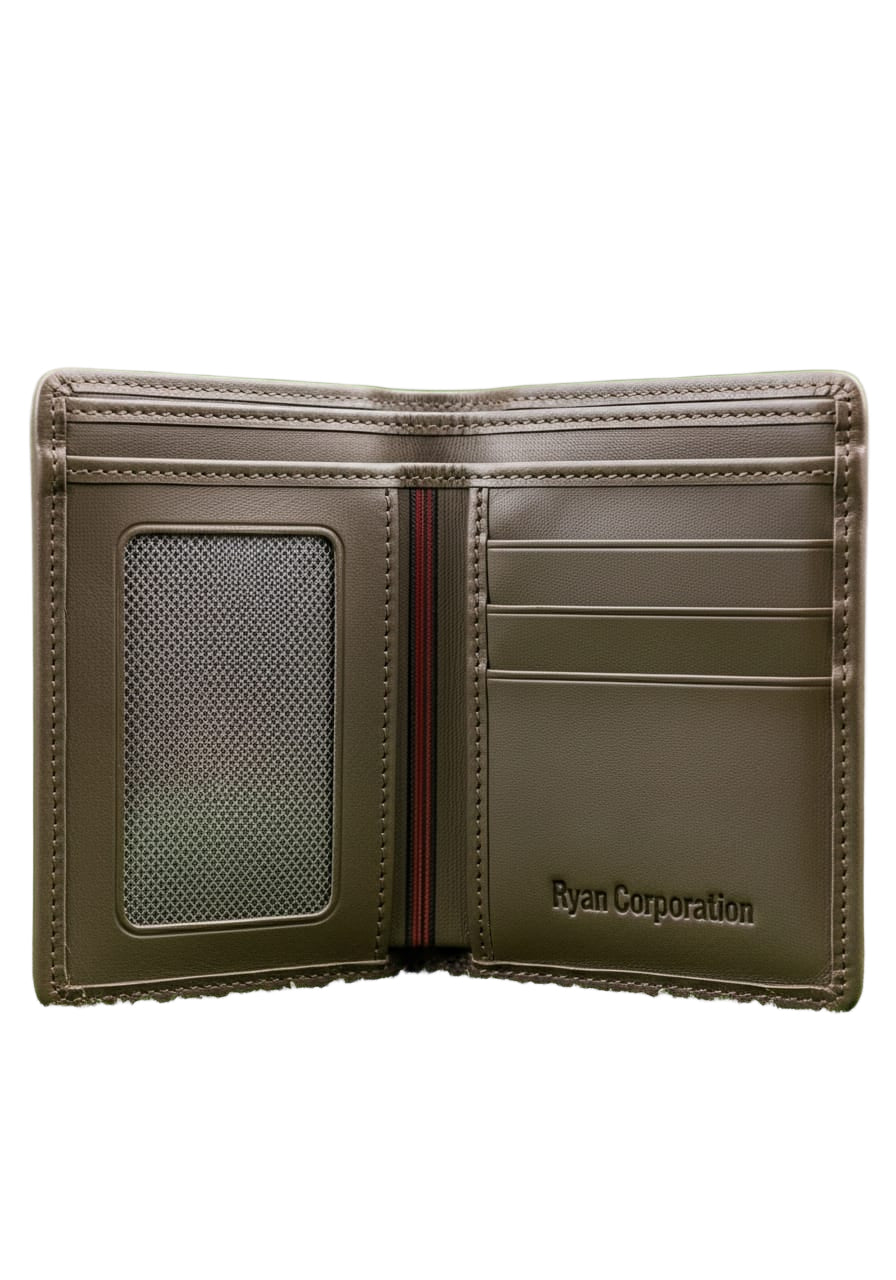 Dark Olive-Brown Leather Bifold Wallet Minimalist Design