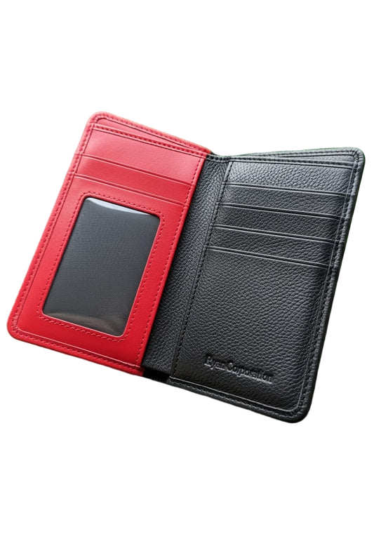 Black Leather Wallet with Red