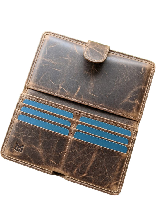 Distressed Brown Leather Wallet Vintage Style