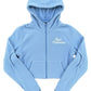 Sky Blue Cropped Zip-Up Hoodie with Thumbholes