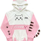 White &amp; Pink Cat-Themed Hoodie with Ears