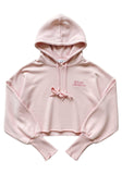 Light Pink Cropped Hoodie with Raw Hem
