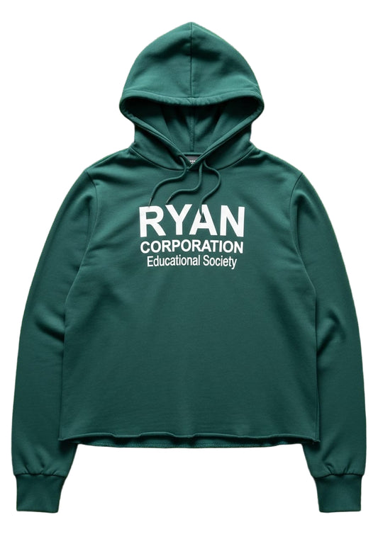 Dark Teal Cropped Hoodie with Logo