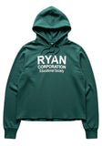 Dark Teal Cropped Hoodie with Logo