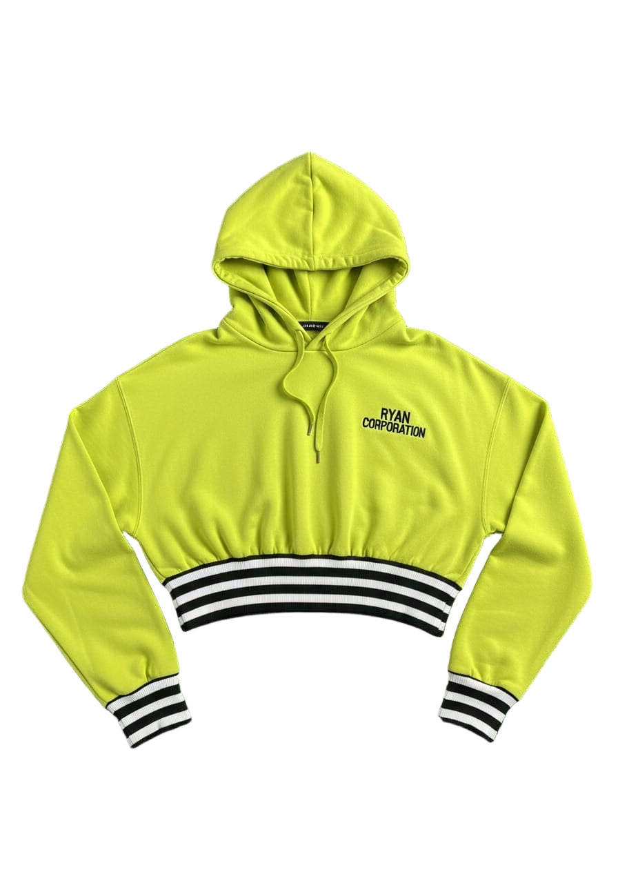 Neon Yellow Green Cropped Hoodie