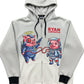 Grey Zipped Hoodie with Futuristic Pig Graphic