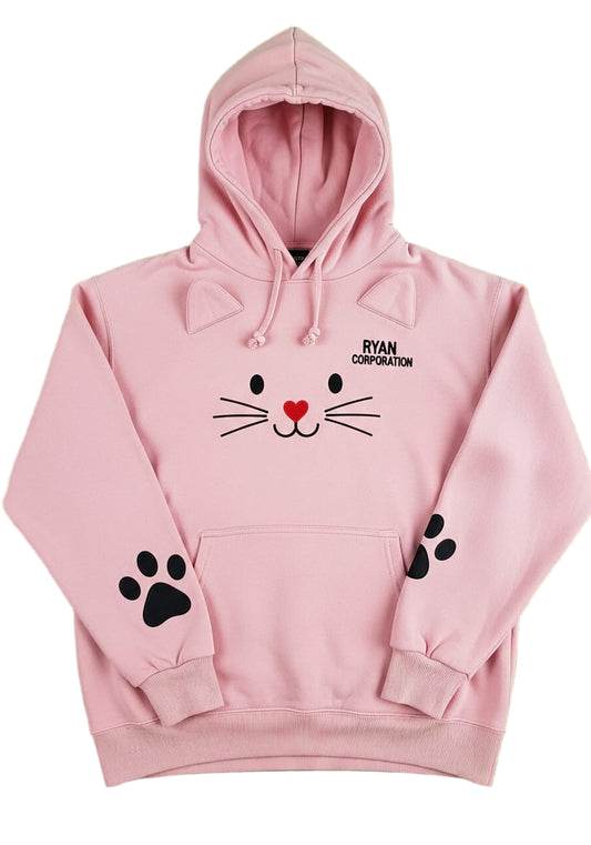 Light Pink Cat Face Hoodie