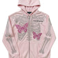 Light Pink Rhinestone Skeleton Zip-Up Hoodie