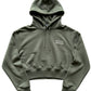 Dark Olive Green Cropped Hoodie