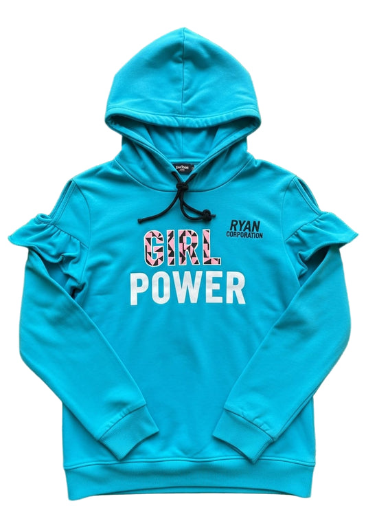 Turquoise Blue Girl Power Hoodie