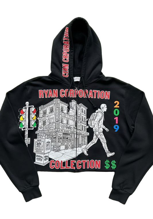 Cropped Black Urban Hoodie – Ryan Corporation Collection