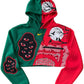Cropped Green & Red Artistic Hoodie